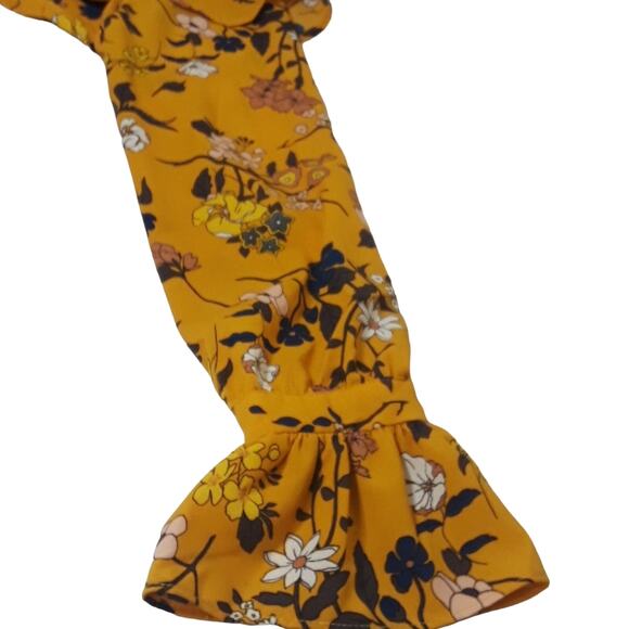 Mello Day Sz S Yellow Cottage Core Floral Babydoll Blouse - Picture 7 of 8